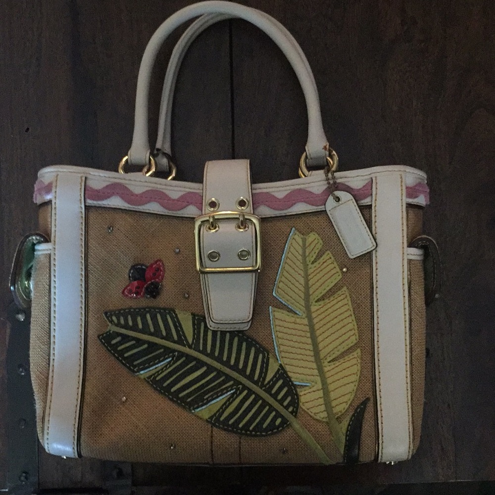 Ladybug Tweed + Leather Coach Handbag